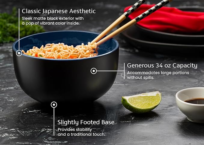 KooK Ramen Bowl, Japanese Bowls, Noodle Bowls, Large Soup Bowl, Large Capacity - Image 3