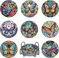 Mrnsiet 8 Pcs Butterfly Diamond Painting Coasters Kits by Mrnsiet