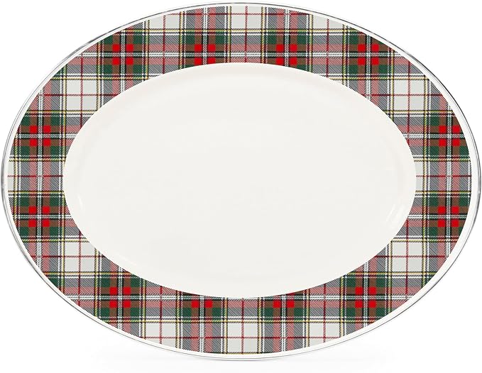 Golden Rabbit Enamelware Oval Platter, 12 x 16in, Highland Plaid | 12 x 16in by GoldenRabbitEnamelware