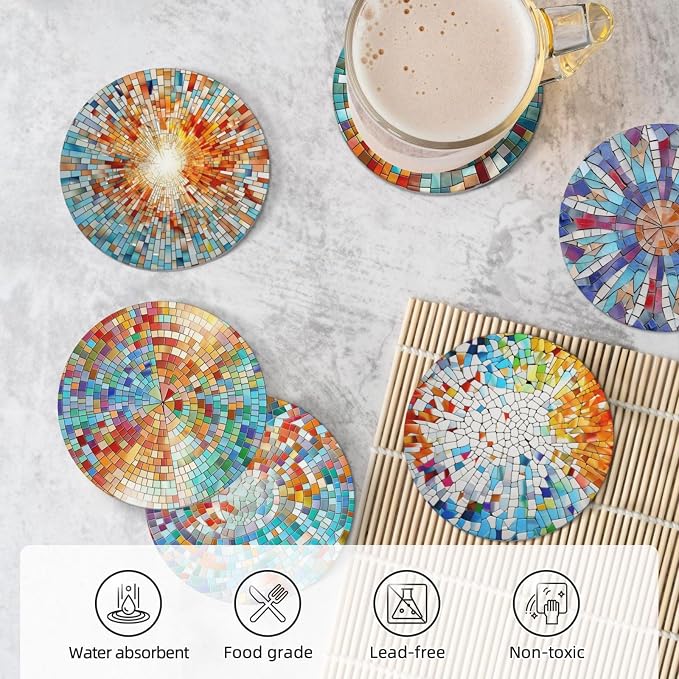 Coasters Set of 6, Coasters for Drinks Absorbent Stone - Image 6