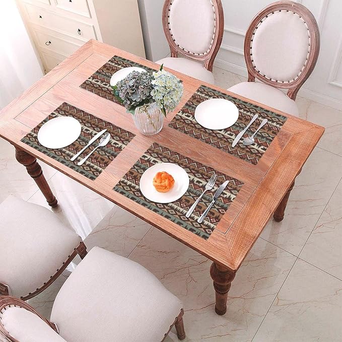 Vintage Rustic Placemats Bear Mountain Dining Table Mats Set of 4 Linen 12x18 - Image 6