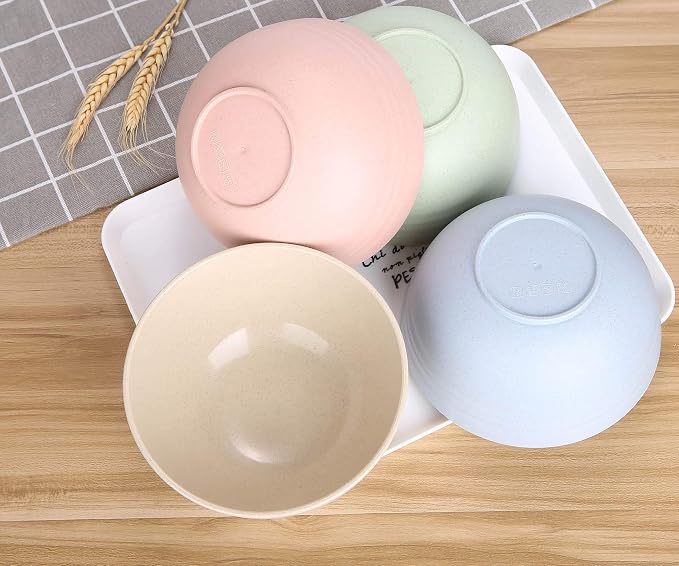 Unbreakable Cereal Bowls - 24 oz Reusable Wheat Straw Bowl Set of 4 - - Image 3