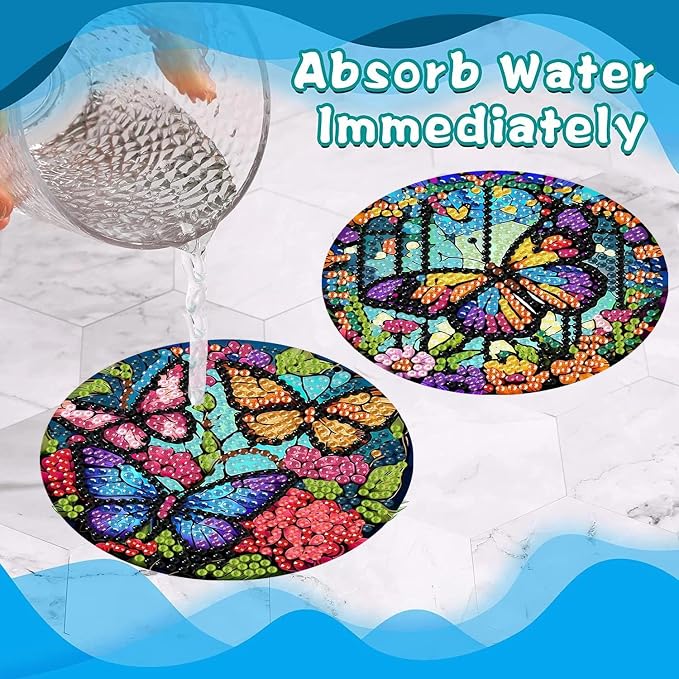 Mrnsiet 8 Pcs Butterfly Diamond Painting Coasters Kits - Image 5