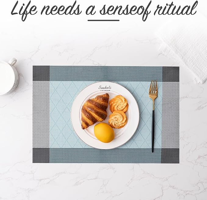 Placemats Set of 4 Washable Indoor | Outdoor Vinyl Place Mats - Image 6
