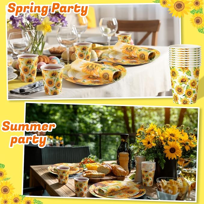 Pickmesh 250 Pcs Sunflower Party Supplies Decorations Serve 50 Sunflower - Image 5