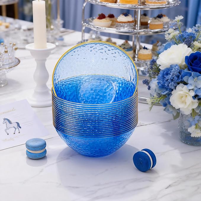Tinybee 50 Pack Blue Plastic Bowls - Image 4