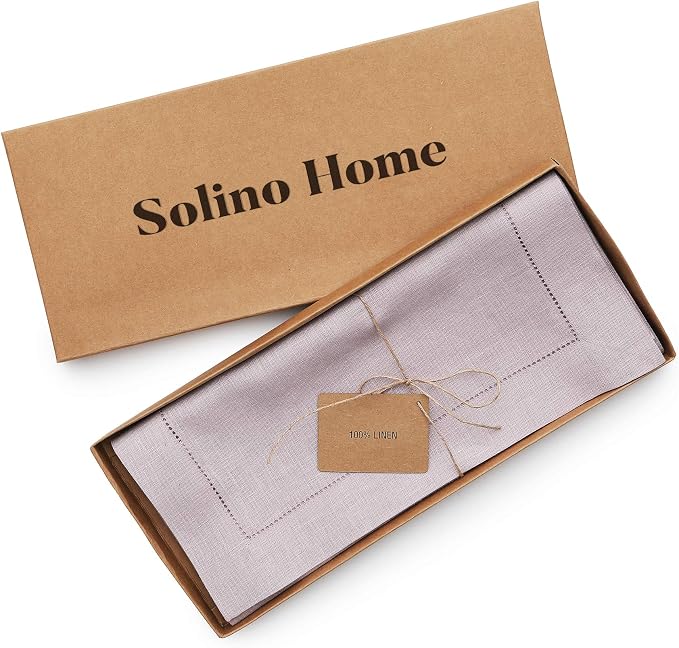 Solino Home 100% Linen Table Runner Lilac, Classic Hemstitch 14 x 120 in | - Image 5