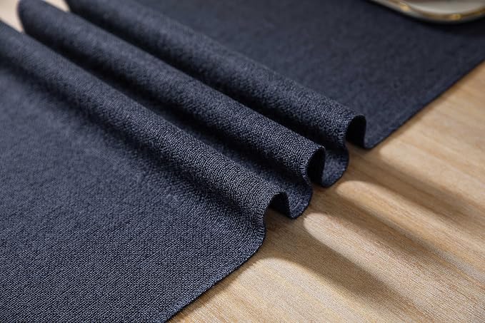 Navy Table Runners 36 Inches Long, Burlap Linen Style Rustic Farmhouse Table - Image 5