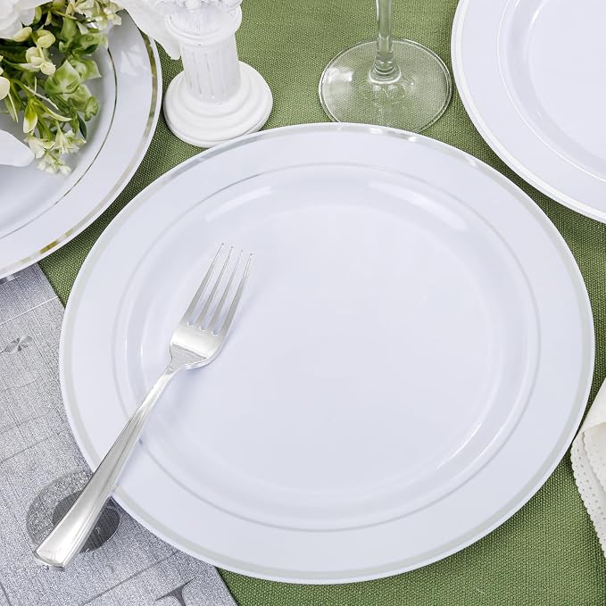 bUCLA 30PCS Silver Plastic Dinner Plates - Image 5