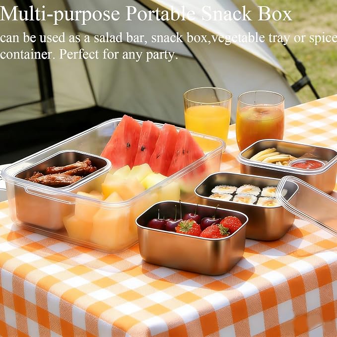 Snackle Box Container, Stainless Steel Divided Serving Tray - Image 6
