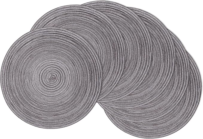 SHACOS Round Braided Placemats Set of 6 Round Table Mats 15 inch Cotton Washable by SHACOS
