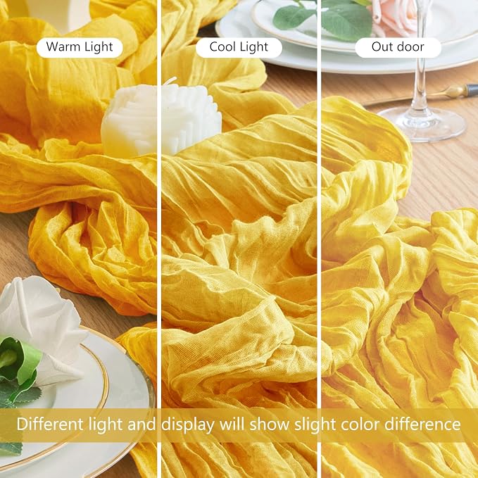 Cheesecloth Table Runner Gold 10FT Boho Gauze Runner, 2 Pack | 120 Inch Cheese - Image 7
