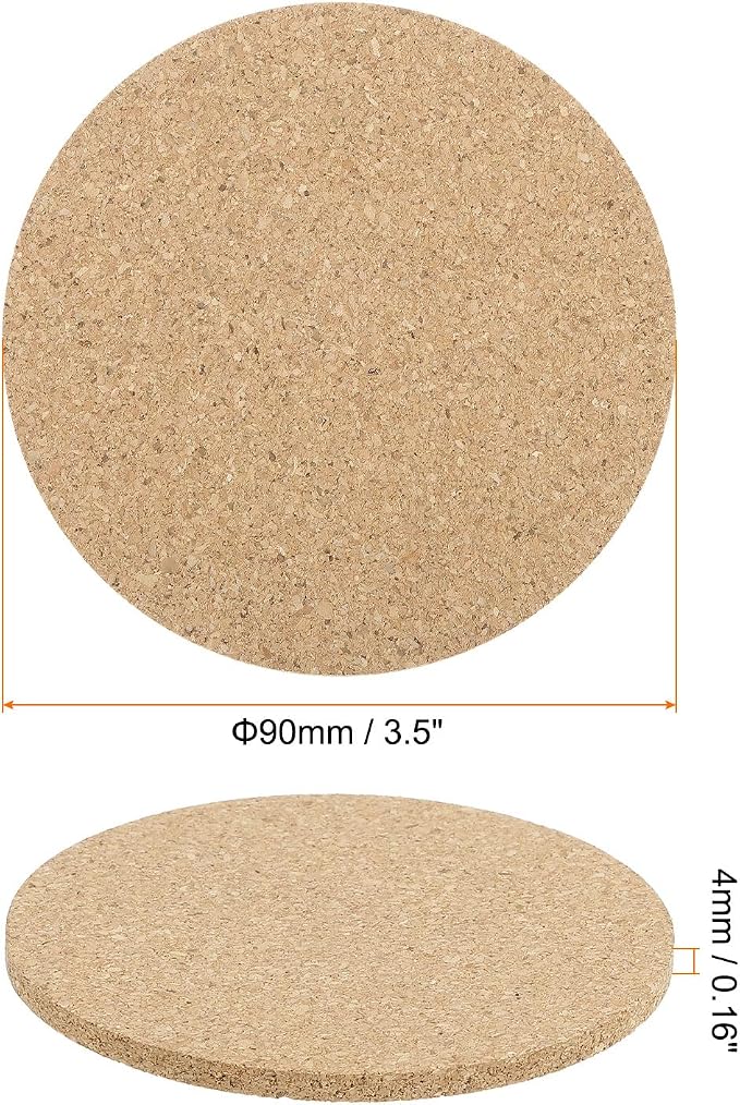 HARFINGTON 12pcs Cork Coasters 3.5 Inch 0.16 Inch Thick Non-Slip Heat-Resistant - Image 2