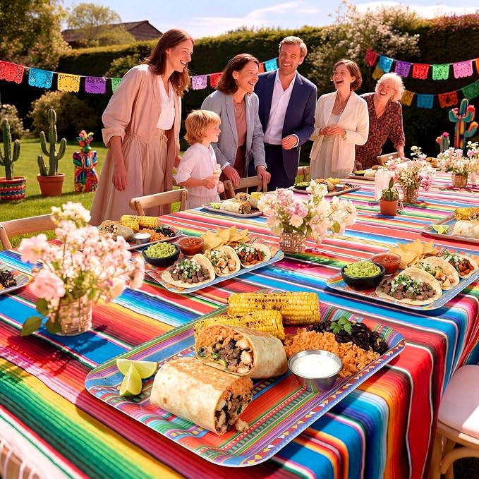 Vesici 4 Pack Mexican Melamine Serving Trays, 13 x 10 in Rectangular Decorative - Image 5