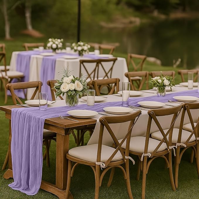 12 Pack Lilac Purple Cheesecloth Table Runner – 10FT x 12pcs Boho Gauze Table - Image 4