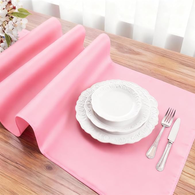 FOLINS&HOME Pink Waterproof Decorative Table Runner 90 Inches Long | 210GSM - Image 3