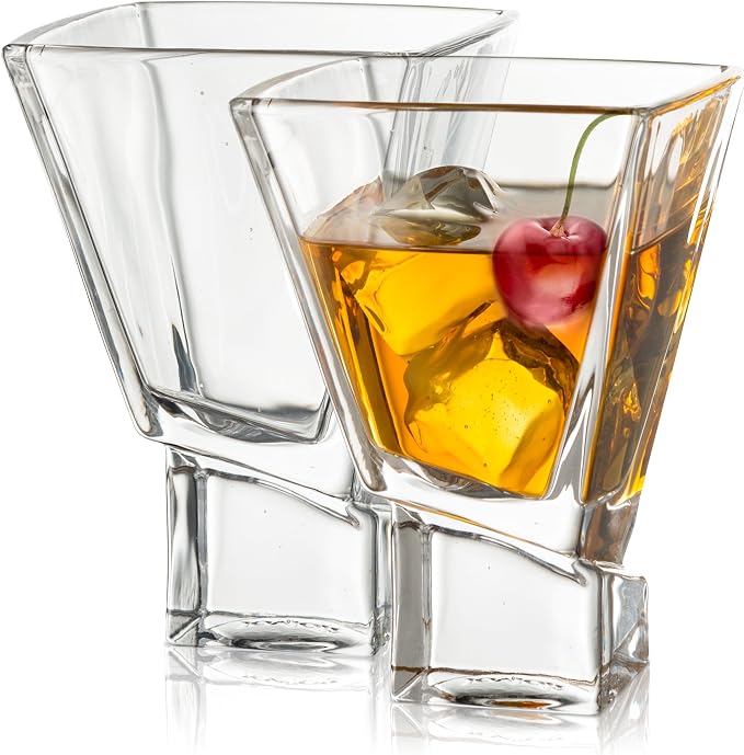 JoyJolt Carre 2-Piece Cocktail Glasses Set, 8 Ounce Martini Glasses by JoyJolt