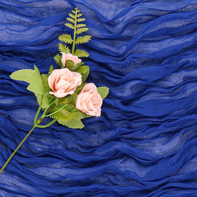 6 Pieces Royal Blue 10FT Cheesecloth Table Runner Boho Gauze Fabric Table - Image 5