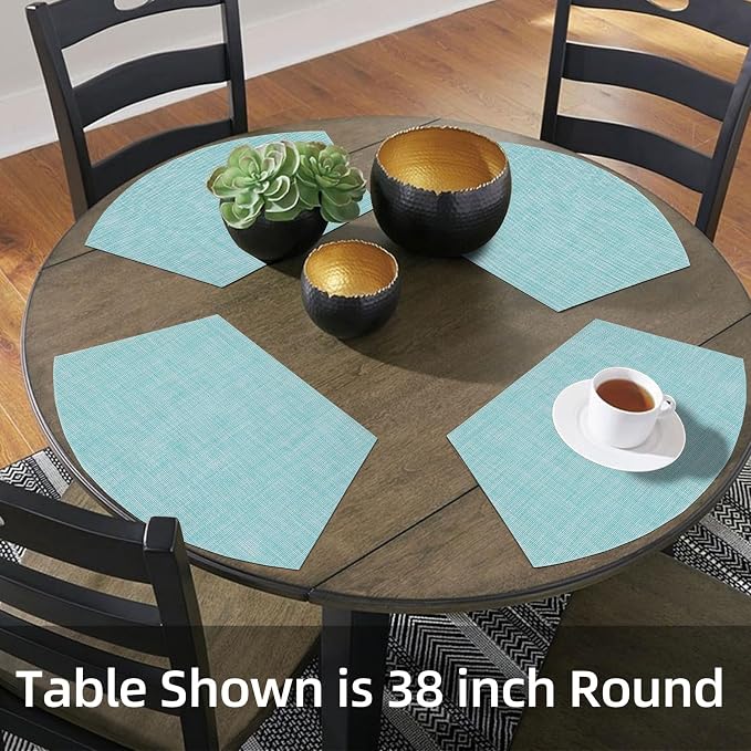 SHACOS Wedge Placemats Set of 4 Woven Vinyl Round Table Placemats Wipe Clean - Image 6