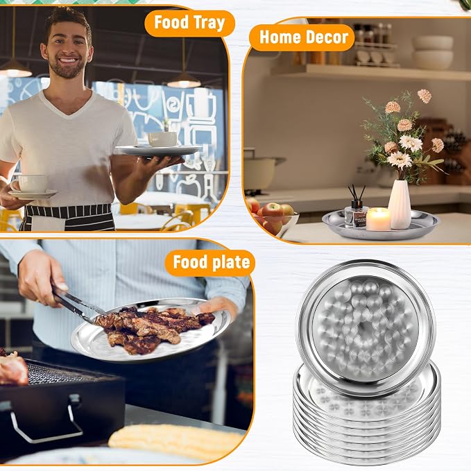 20 Pack Stainless Steel Round Serving Tray - Image 6