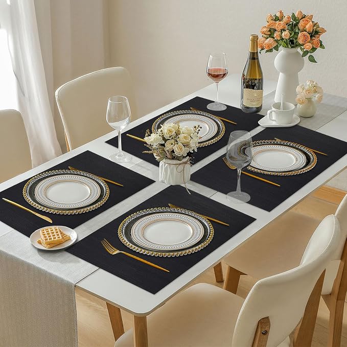 Vinyl Placemats Set of 6, PVC Woven Washable Non-Slip Table Mats, Heat - Image 7