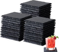 36 PCS Slate Coasters Set, 4 Inch Black Square Stone Coasters Bulk, Laser by Unknown