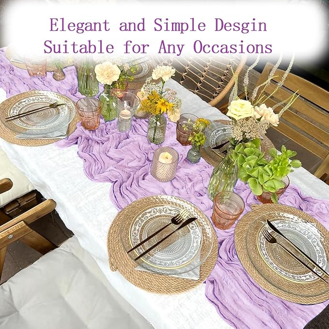 8 Pack Lavender Cheesecloth Table Runner 20 x 120 inch Gauze Table Runners 10 - Image 5