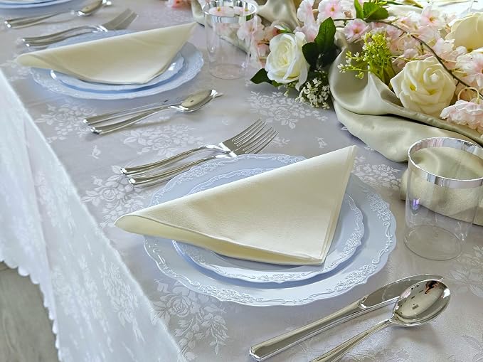 " OCCASIONS " 320 Piece set-Vintage Wedding Party Disposable Plastic Plates & - Image 4