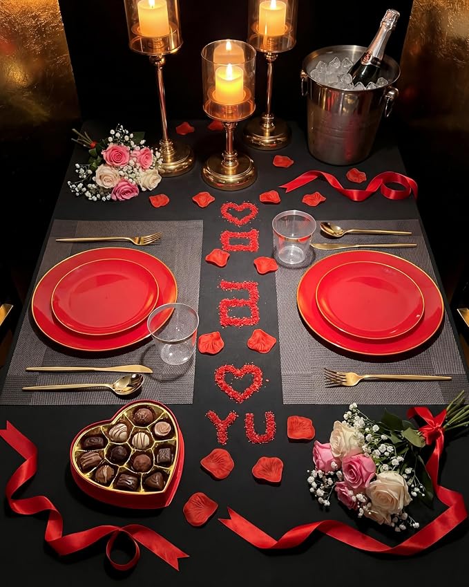 PULOTE 100PCS Red Plastic Plates Disposable Heavy Duty - Image 7