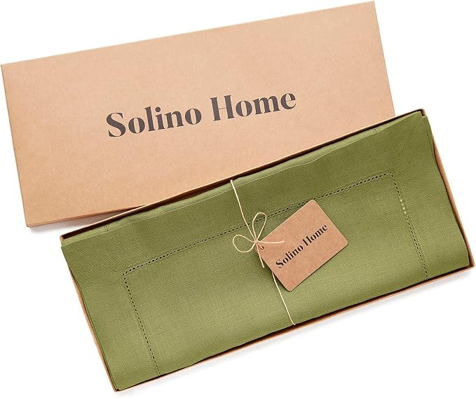Solino Home 100% Pure Linen Dining Table Runner Avocado Woven, 14 x 36 in | - Image 6
