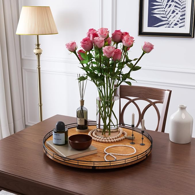 AMH 21-Inch Walnut-Finish Wooden Lazy Susan Organizer - Image 5