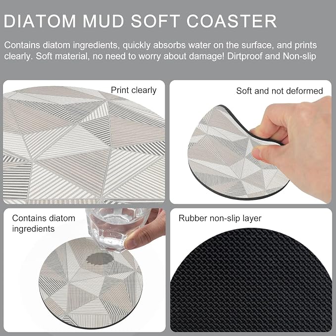 Geometric Minimalist Coasters Set of 4, Absorbent Coasters - Image 9
