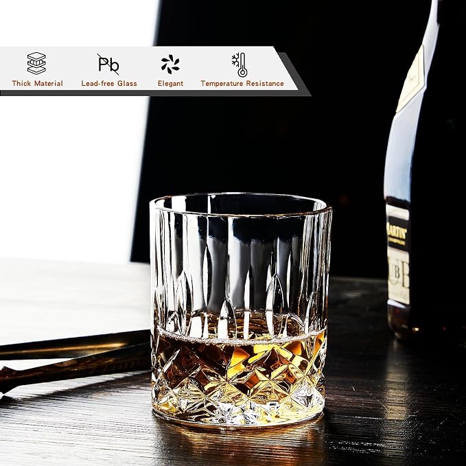GLASKEY Whiskey Glasses Set of 4, Rock Glasses, 11 oz Lead-Free Crystal Bourbon - Image 2