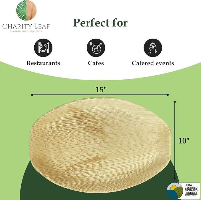 Disposable Bamboo 15" x 10" Trays Bamboo Serving Platters, Disposable Boards - Image 3