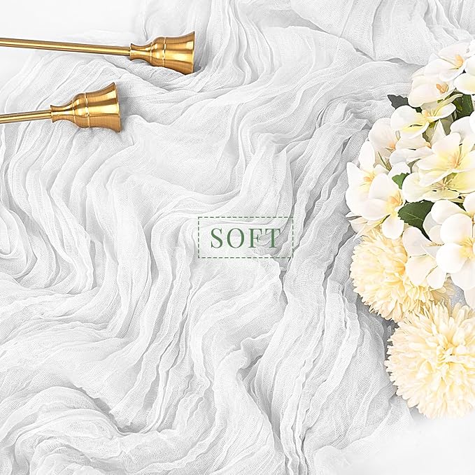 12 Pcs White Cheesecloth Table Runner 10FT Runner - Image 4