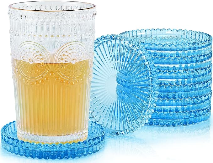 Modern Clear Glass Coasters Set of 8, Cute Coasters Table Mats by GOHDODD