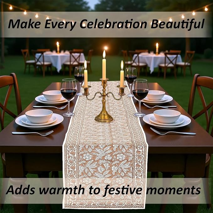 Oak Brown Hand Block Print 100% Cotton Reusable Table Runner 16" X 90" Inches - Image 8