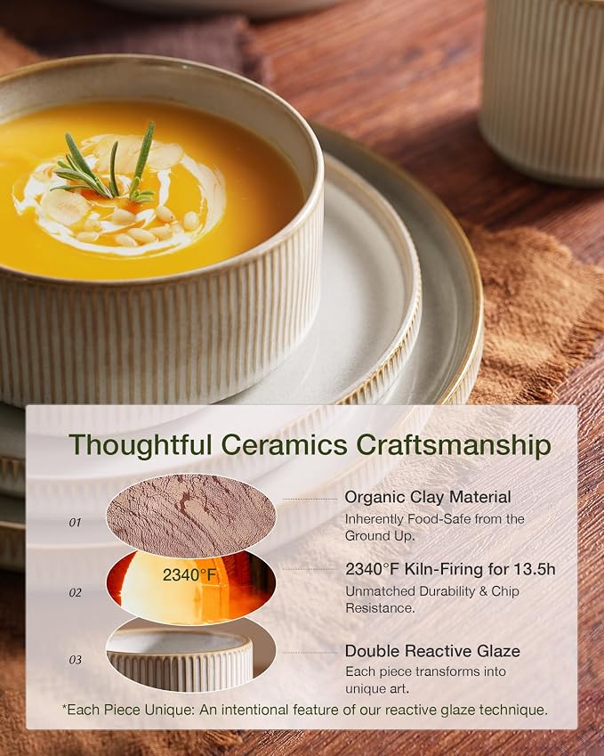 Famiware Star Ceramic Plates and Bowls Sets, Reactive Glaze Dishes - Image 5