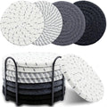 8 Pcs Drink Coasters with Holder, Minimalist Cotton Woven Coaster Set, 4 Colors by Unknown
