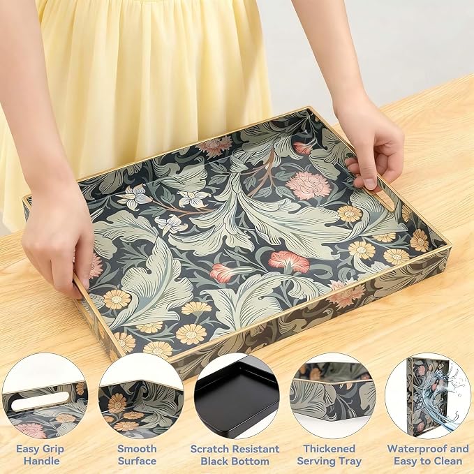 Large Tay for Ottoman Coffee Table, Modern Plastic Serving Tray - Image 6