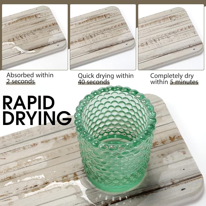 2Pcs 8.6x4'' Water Absorbent Diatomite Coasters Diatomaceous Earth Drying Mat - Image 5