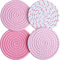 4.8 Inch Drink Coasters Set of 4, Large Fabric Cotton Coasters, Cute Girly by HIYALOT