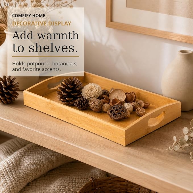 Comfify Bamboo Serving Trays – Set of 3 Ottoman Trays - Image 9