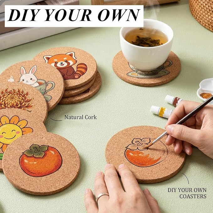 Tebery 20 Pack Cork Coasters Round, 3.9" Bar Coasters - Image 6
