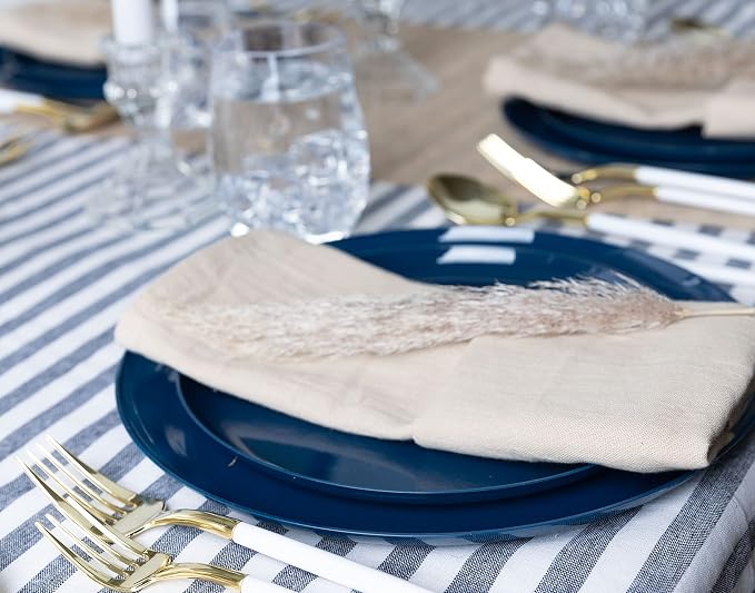 Dark Blue Plastic Party Plates Edge Collection Premium heavyweight Elegant - Image 8