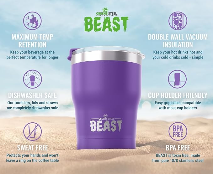 Beast 10 oz Tumbler Stainless Steel Vacuum Insulated Coffee Ice Cup Double Wall - Image 2