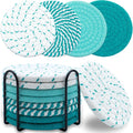 8 Pcs Drink Coasters with Holder, Minimalist Cotton Woven Coaster Set, 4 Colors by Unknown