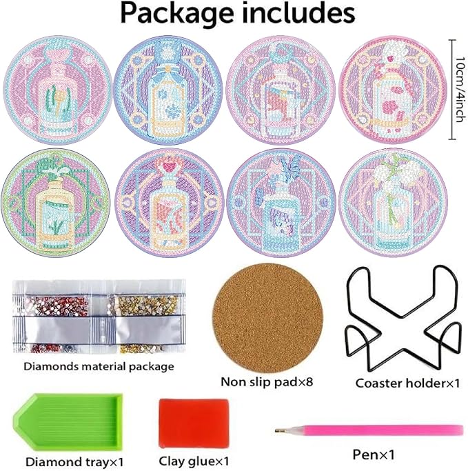 8 Pack Tarot Diamond Art Coasters Kits- Diamond Painting Coasters Kit | - Image 5