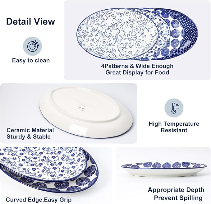 Selamica Serving Platters Ceramic, 12 Inch Serving Dishes - Image 3