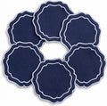 Linen Coasters for Drinks, 4.5 inch, Scalloped Edge, Reusable Handmade Coffee by EmbroideryLinenVN